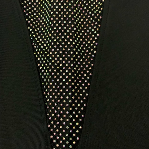 BELLA BARNETT Metallic Color Bling Mesh Dress V Neck Sexy Dress Mini - Picture 6 of 8